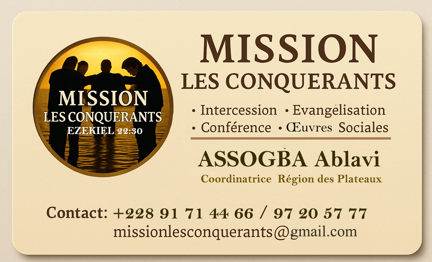 Carte de visite Conquérante Makafui
